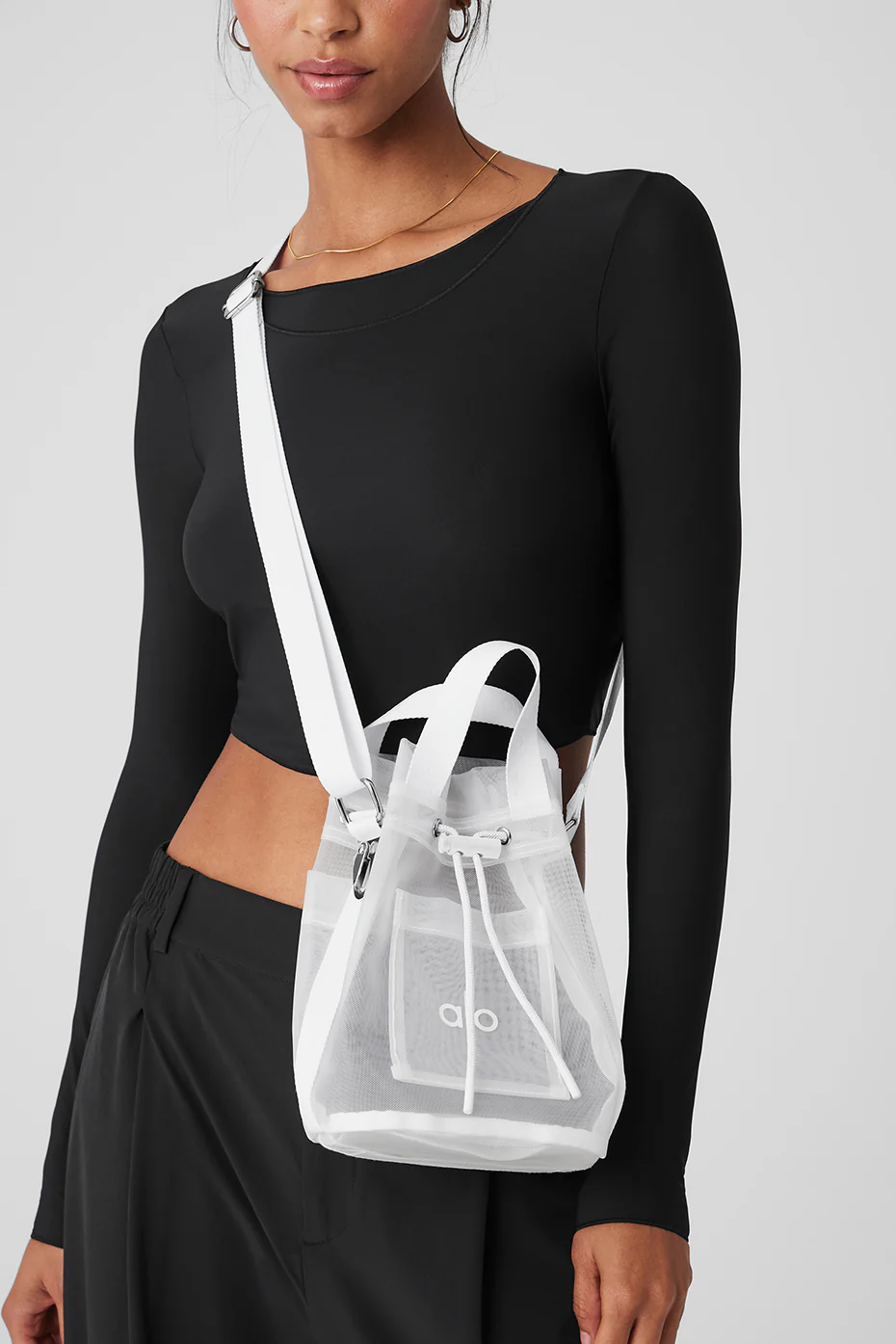 Alo Yoga Sheer Cross Body Bucket Bag – White online