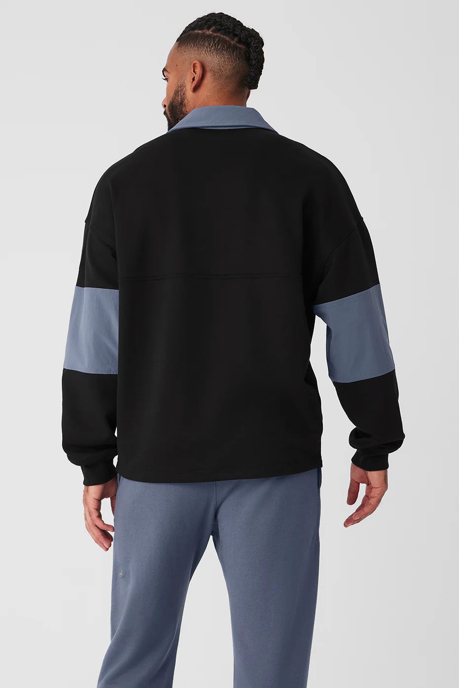 Alo Yoga Mixmatch Rugby Sweatshirt – Black/Bluestone online