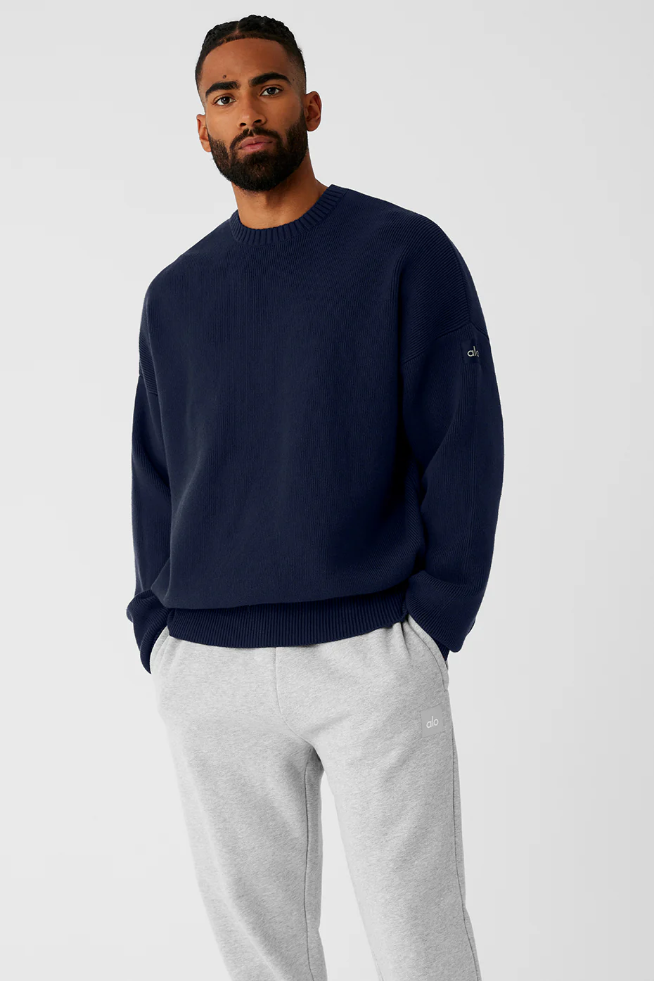Alo Yoga Scholar Crew Neck Sweater – Navy online
