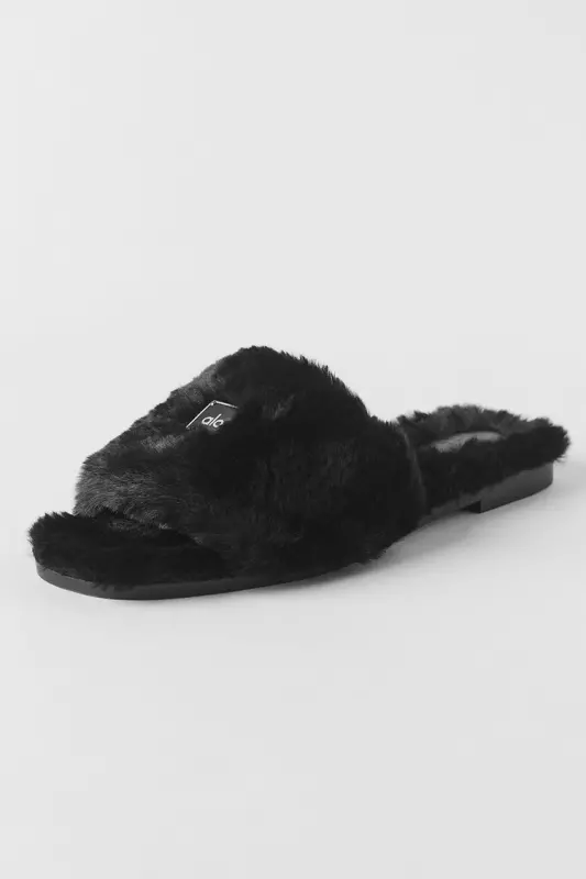 ALO Classico Faux Fur Sandal – Black online