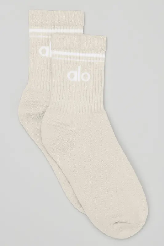 Alo Yoga Unisex Half-Crew Throwback Sock - Bone/White Alo Yoga Unisex Half-Crew Throwback Sock – Bone/White online