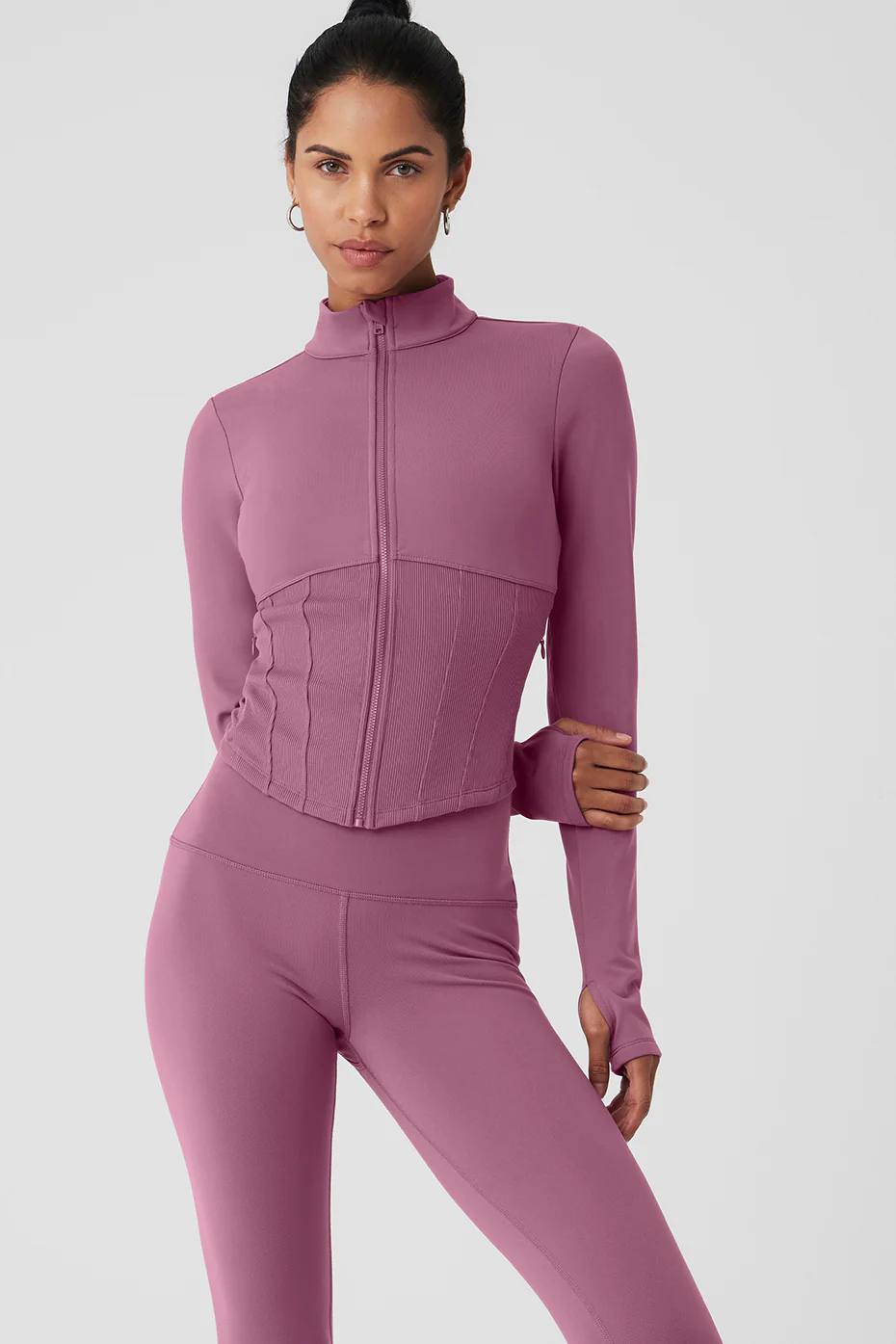 Alo Yoga Airbrush Corset Full Zip Jacket – Soft Mulberry online