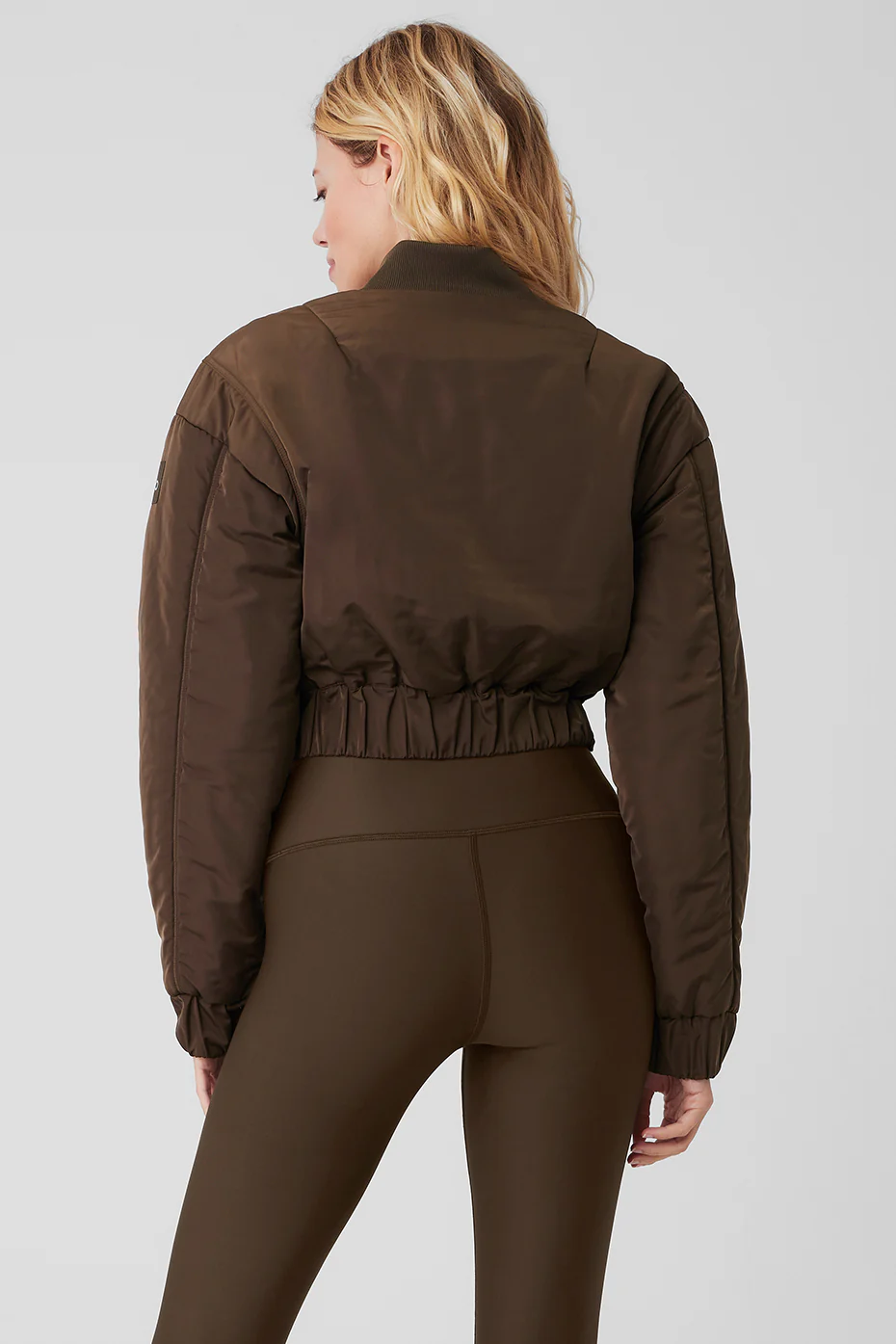 Alo Yoga Cropped Break Line Bomber Jacket – Espresso online