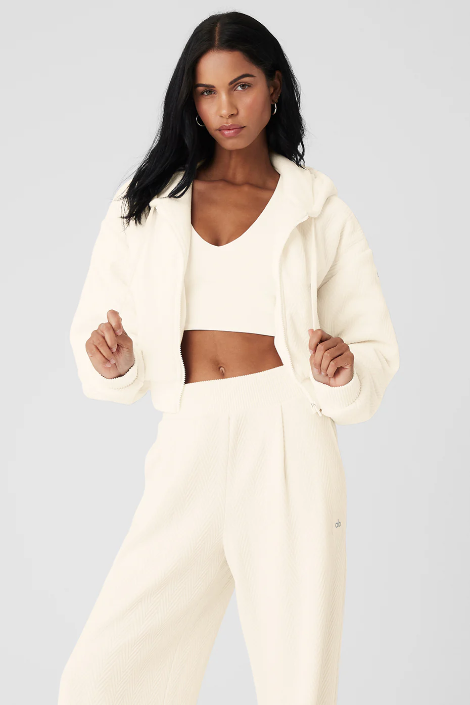 Alo Yoga Cropped Cozy Day Full Zip Jacket – Ivory online