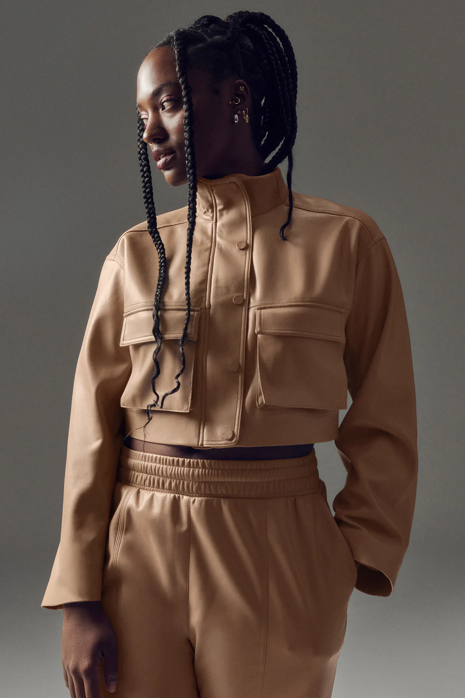 Alo Yoga Faux Leather Power Hour Jacket - Toasted Almond Alo Yoga Faux Leather Power Hour Jacket – Toasted Almond online