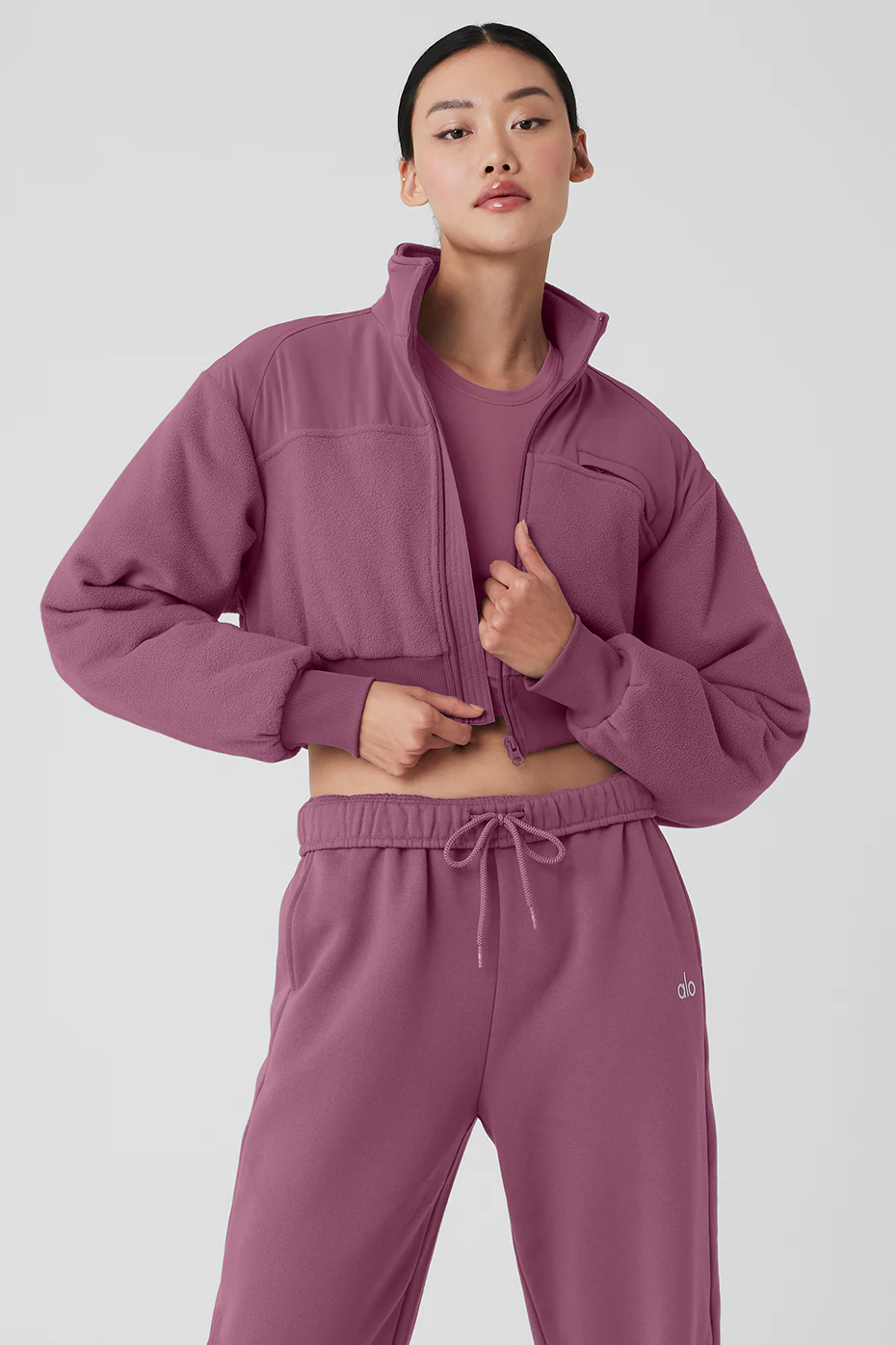 Alo Yoga Polar Fleece Cropped Wintry Mix Jacket – Soft Mulberry online