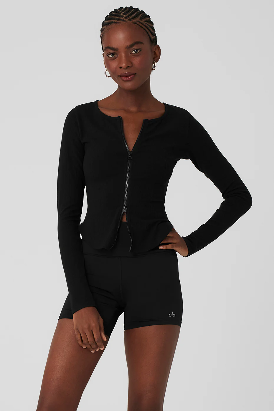 Alo Yoga Ribbed Stardust Jacket - Black Alo Yoga Ribbed Stardust Jacket – Black online