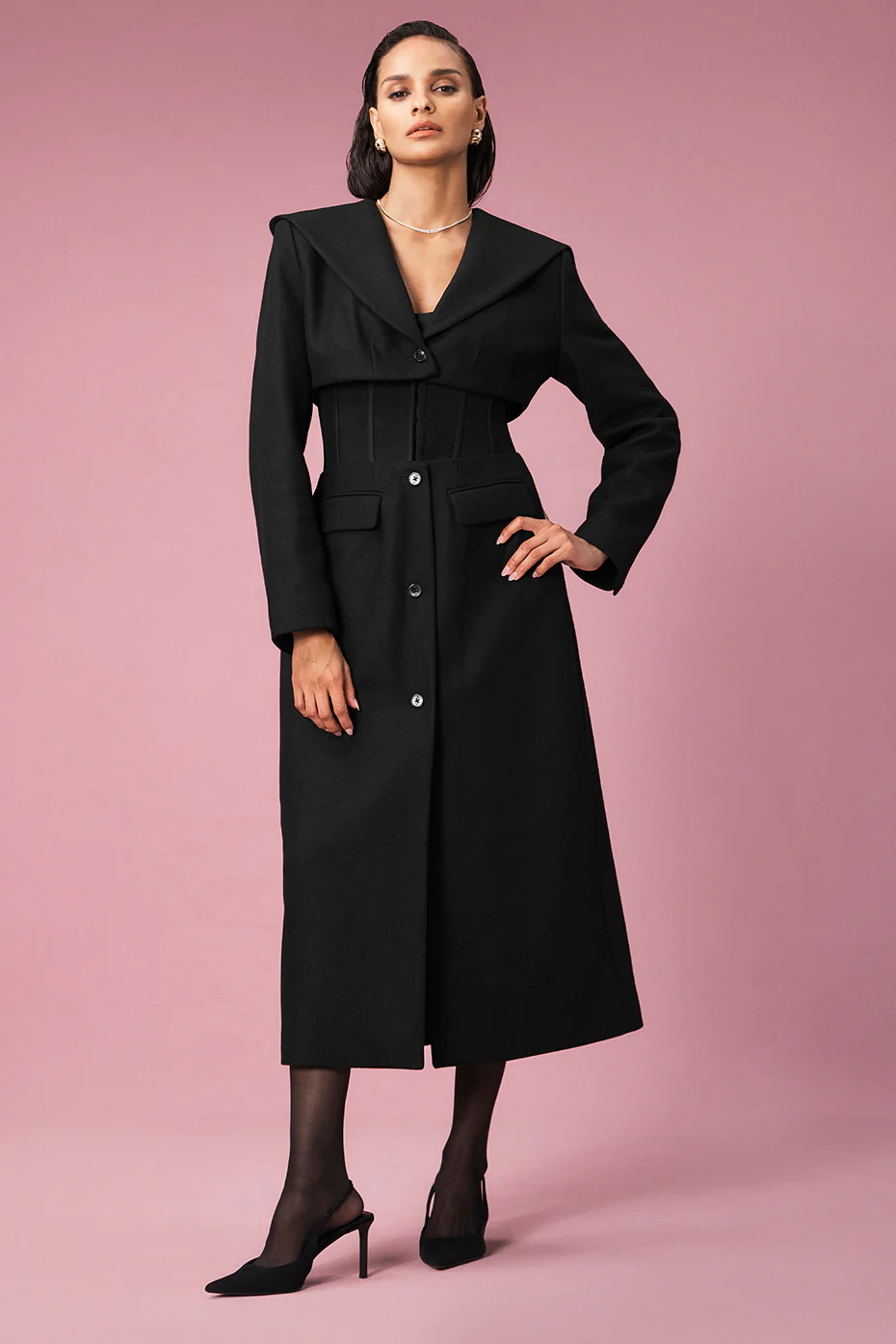 Alo Yoga Winter Wool Vendome Long Corset Coat – Black/Black online