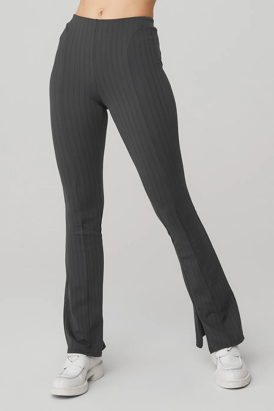 Alo Yoga High-Waist Pinstripe Zip It Flare Legging - Anthracite/Black Alo Yoga High-Waist Pinstripe Zip It Flare Legging – Anthracite/Black online