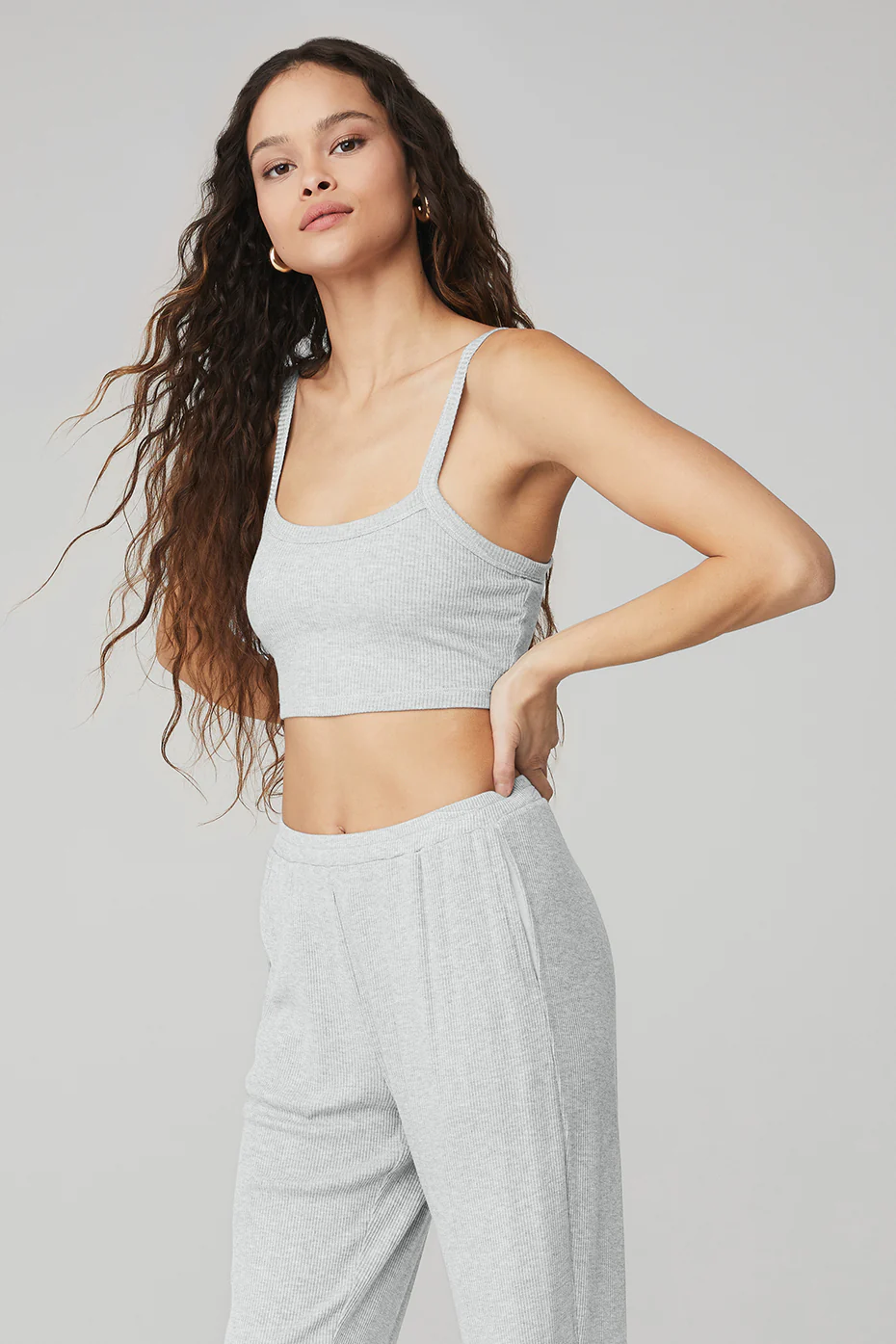 Alo Yoga Ribbed Crop Whisper Bra Tank – Athletic Heather Grey online