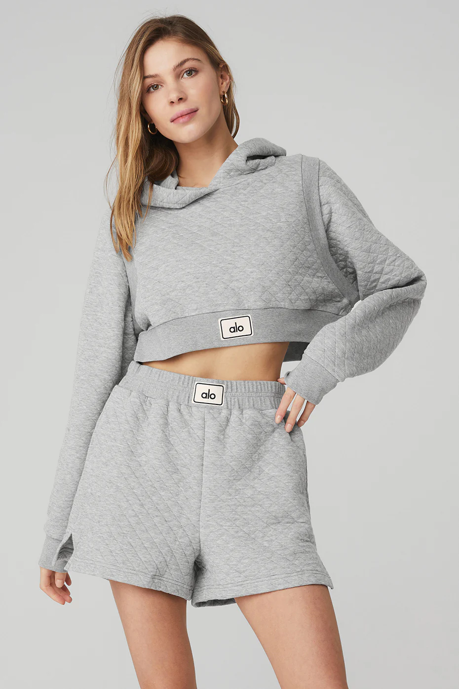 Alo Yoga Quilted Cropped Arena Hoodie - Athletic Heather Grey Alo Yoga Quilted Cropped Arena Hoodie – Athletic Heather Grey online