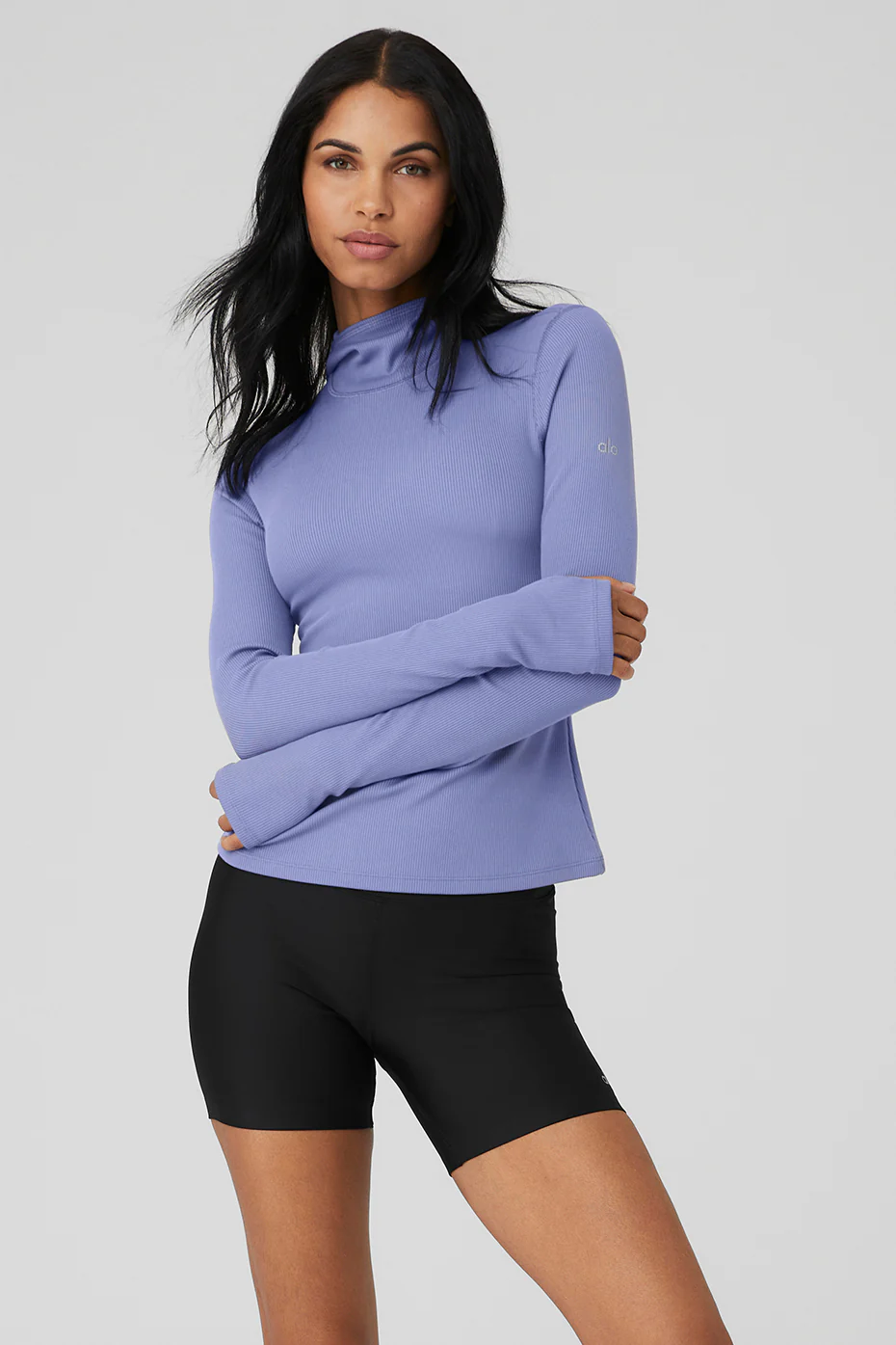 Alo Yoga Alosoft Ribbed Frontrunner Long Sleeve – Infinity Blue online