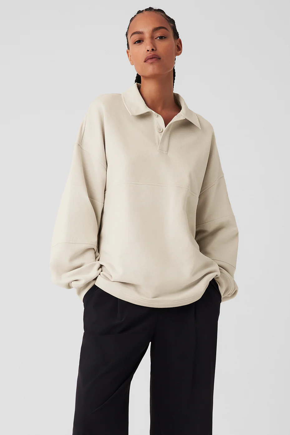 Alo Yoga Mixmatch Rugby Sweatshirt - Bone Alo Yoga Mixmatch Rugby Sweatshirt – Bone online