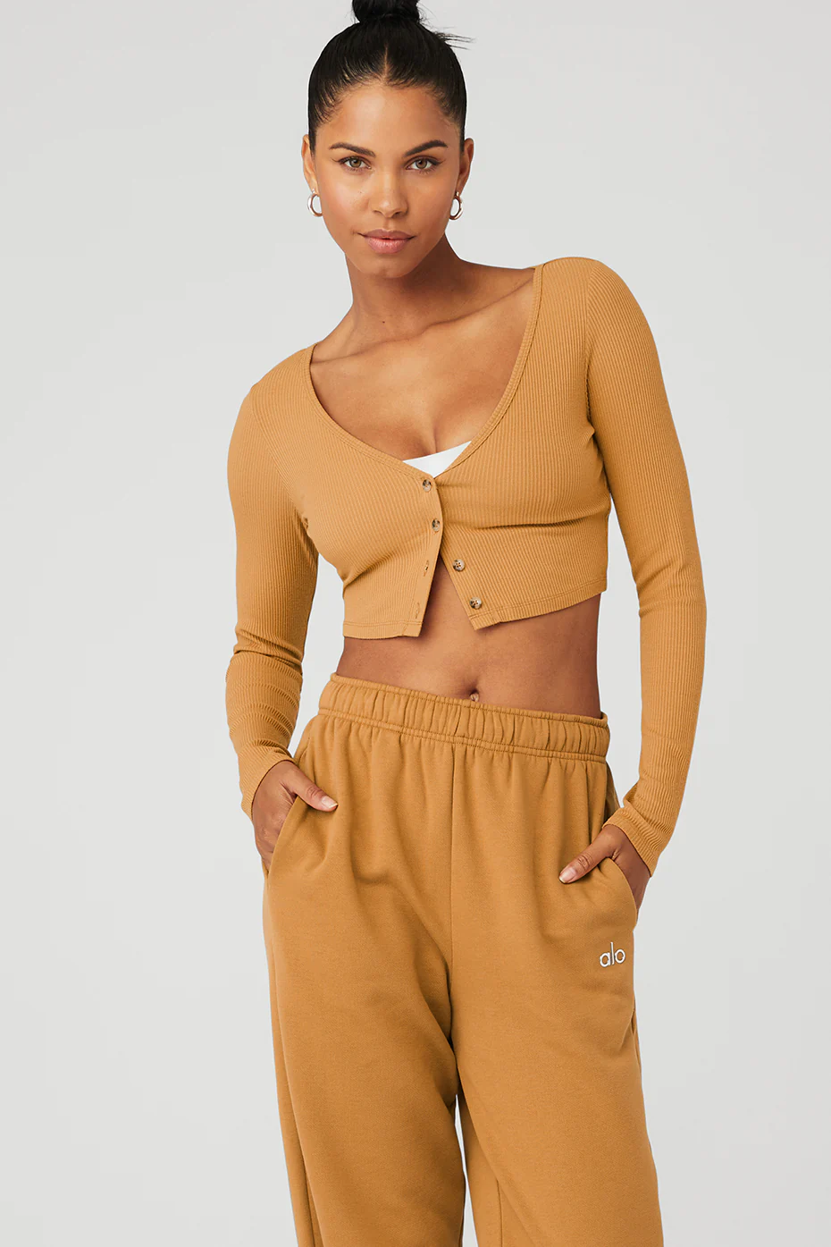 Alo Yoga Ribbed Cropped Whisper Cardi - Toffee Alo Yoga Ribbed Cropped Whisper Cardi – Toffee online