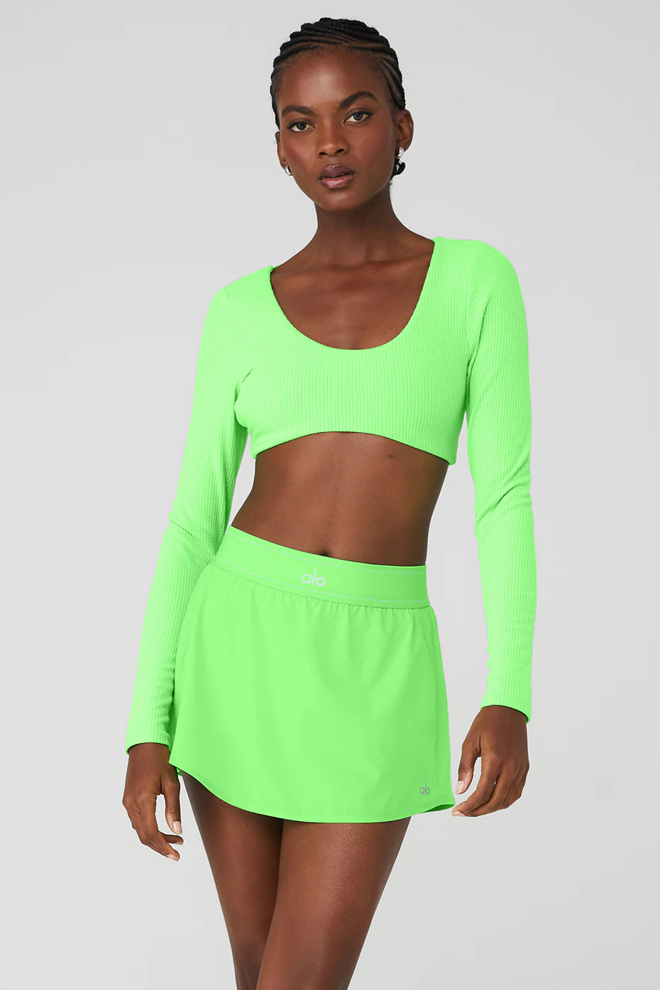 Alo Yoga Ribbed Defined Long Sleeve Bra – Green Glow online