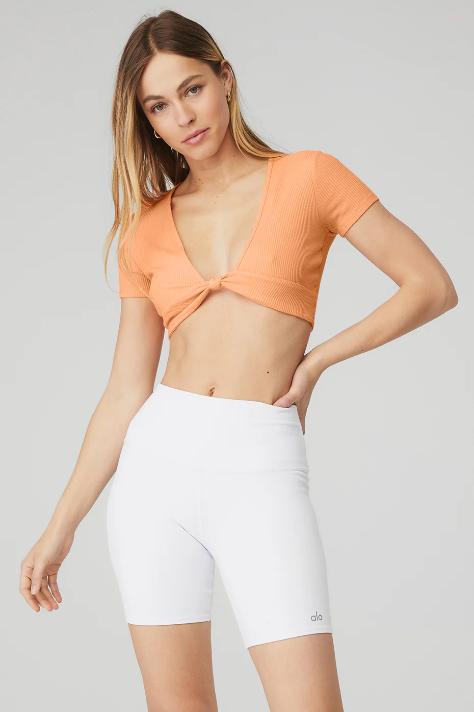 Alo Yoga Ribbed Knotty Short Sleeve – Cantaloupe online
