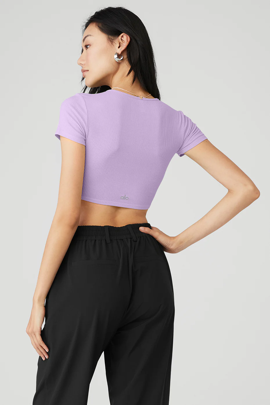 Alo Yoga Ribbed Knotty Short Sleeve – Violet Skies online