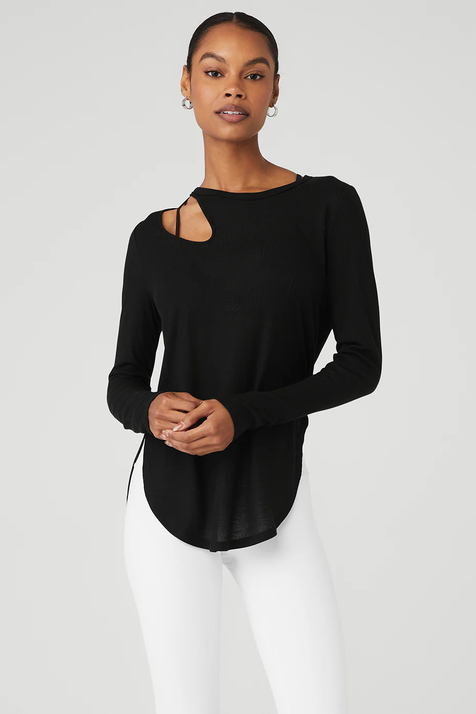 Alo Yoga Ribbed Peak Long Sleeve – Black online