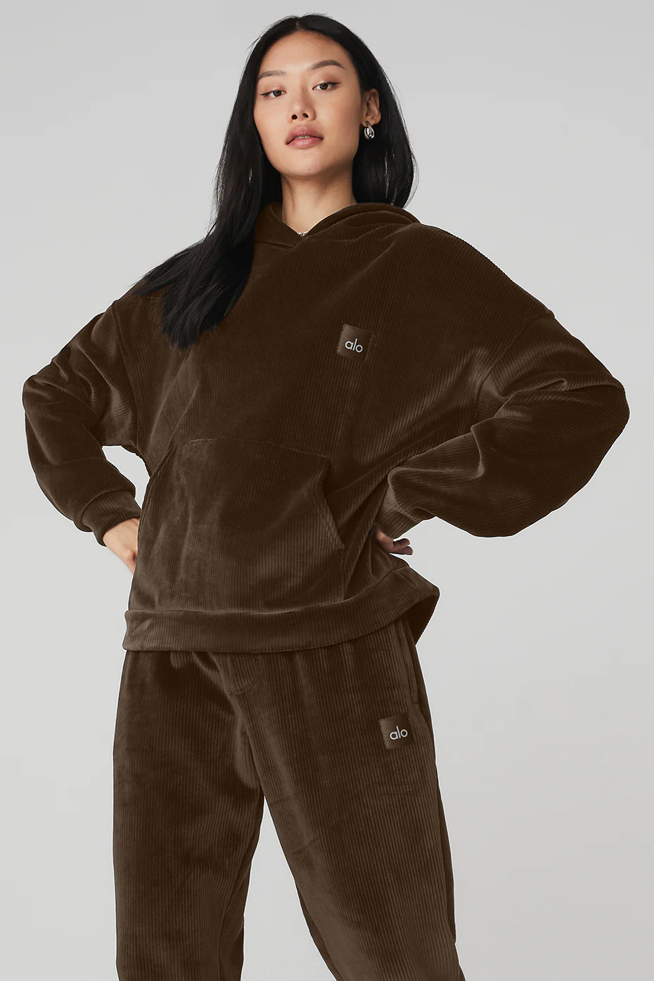 Alo Yoga Velour Baller Hoodie - Espresso Alo Yoga Velour Baller Hoodie – Espresso online